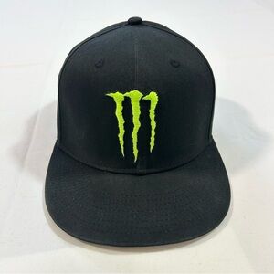 Monster Energy Drink Adult OSFM Neon Lime Logo Adjustable SnapBack Cap Hat Black